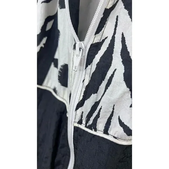 Vintage 90s EVR Windbreaker Jacket Animal Print Colorblock Zebra Spots Womens PL - Picture 9 of 12